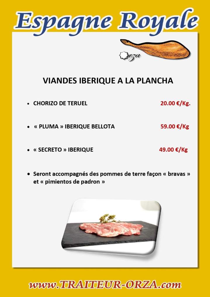 Menu espagne royale Paris.